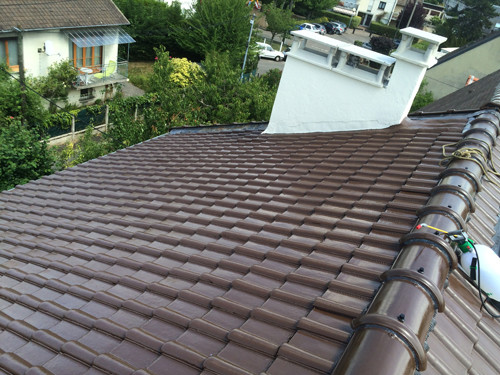 Toiture en tuiles vue du dessus